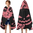 thumbnail image 3 of Halloween Pink Spooky Pumpkins and Bats Hooded Bath Towel，60"x35" for Ages 3 To 12 Kids, Quick Dry Lightweight Soft Microfiber Hood Beach Towel Cover Up for Kids, 3 of 7