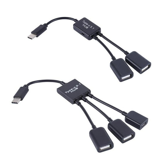 15cm USB Type C 3.1 Male to Dual USB 2.0 Female OTG Charging Cable 2 Port HUB Cables 1 to 3 Cord or Y Saplitter Cables