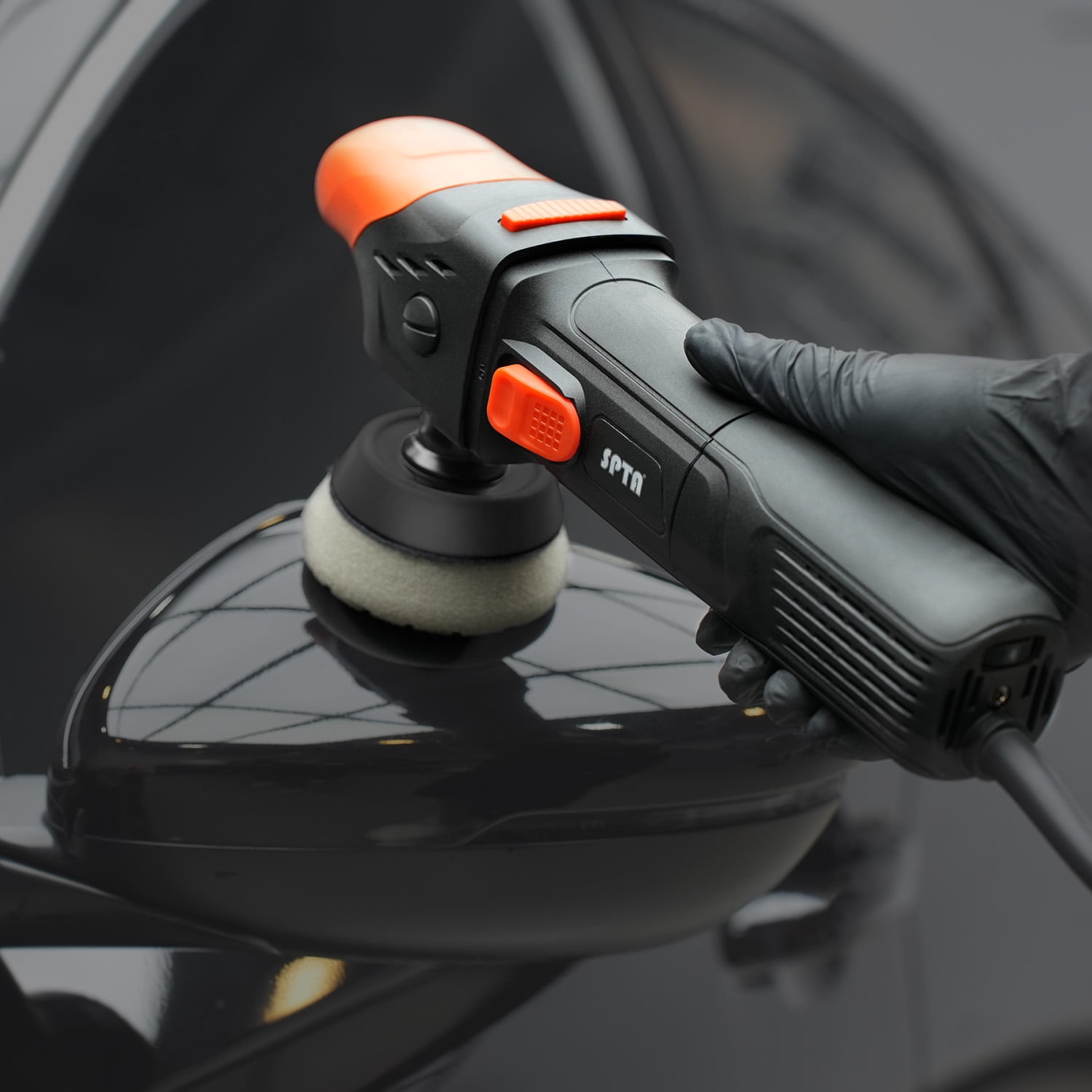 SPTA 3 Inch Digital Long Throw Car Rotary Polisher Mini Polishing Machine Buffer Detaiing