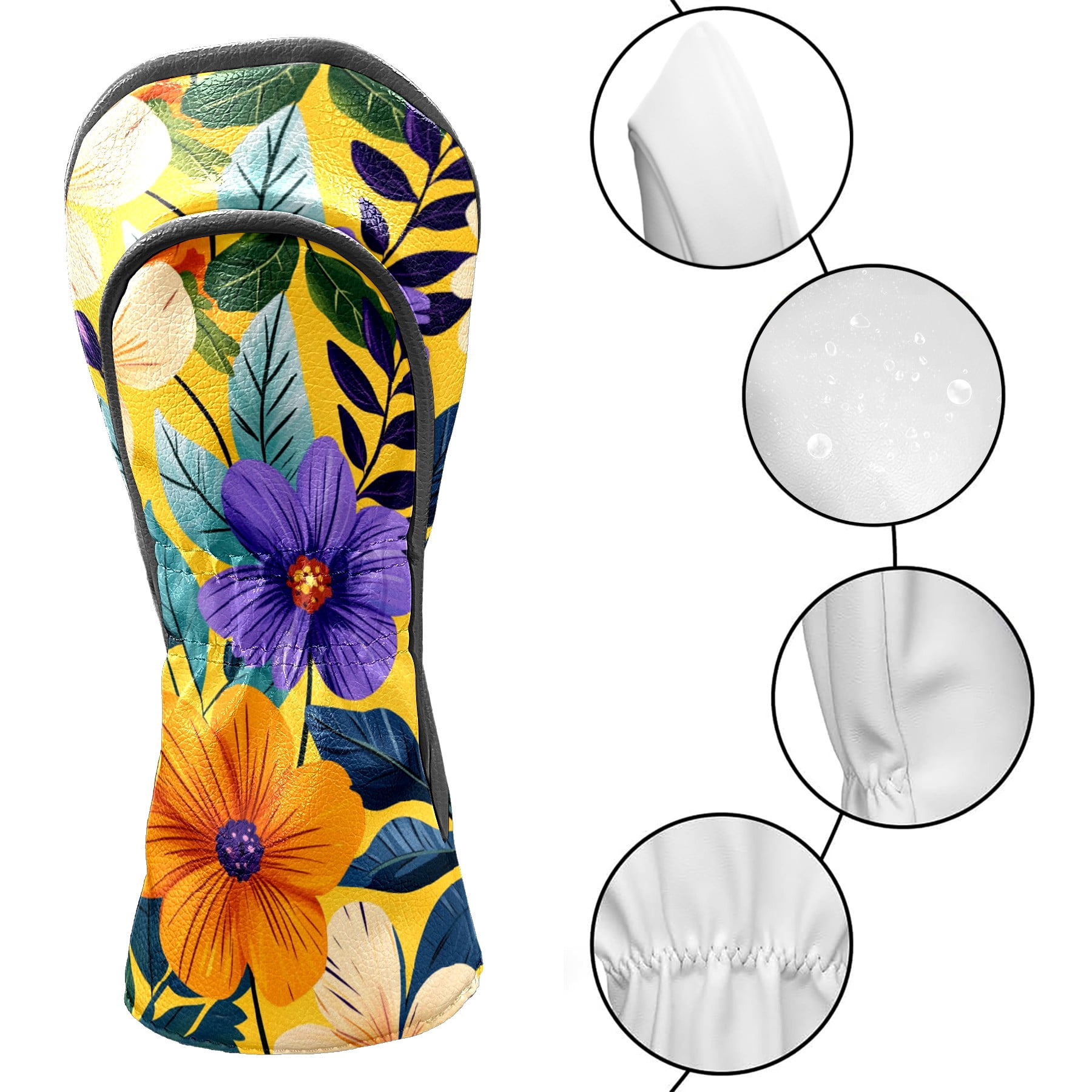 Golf Club Covers PU Leather Waterproof Head Covers for Fairway Woods Hybrids