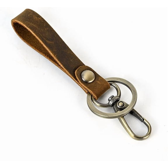 Cowhide Keychain with Belt Alloy Ring and Clasp for DIY handcrafting