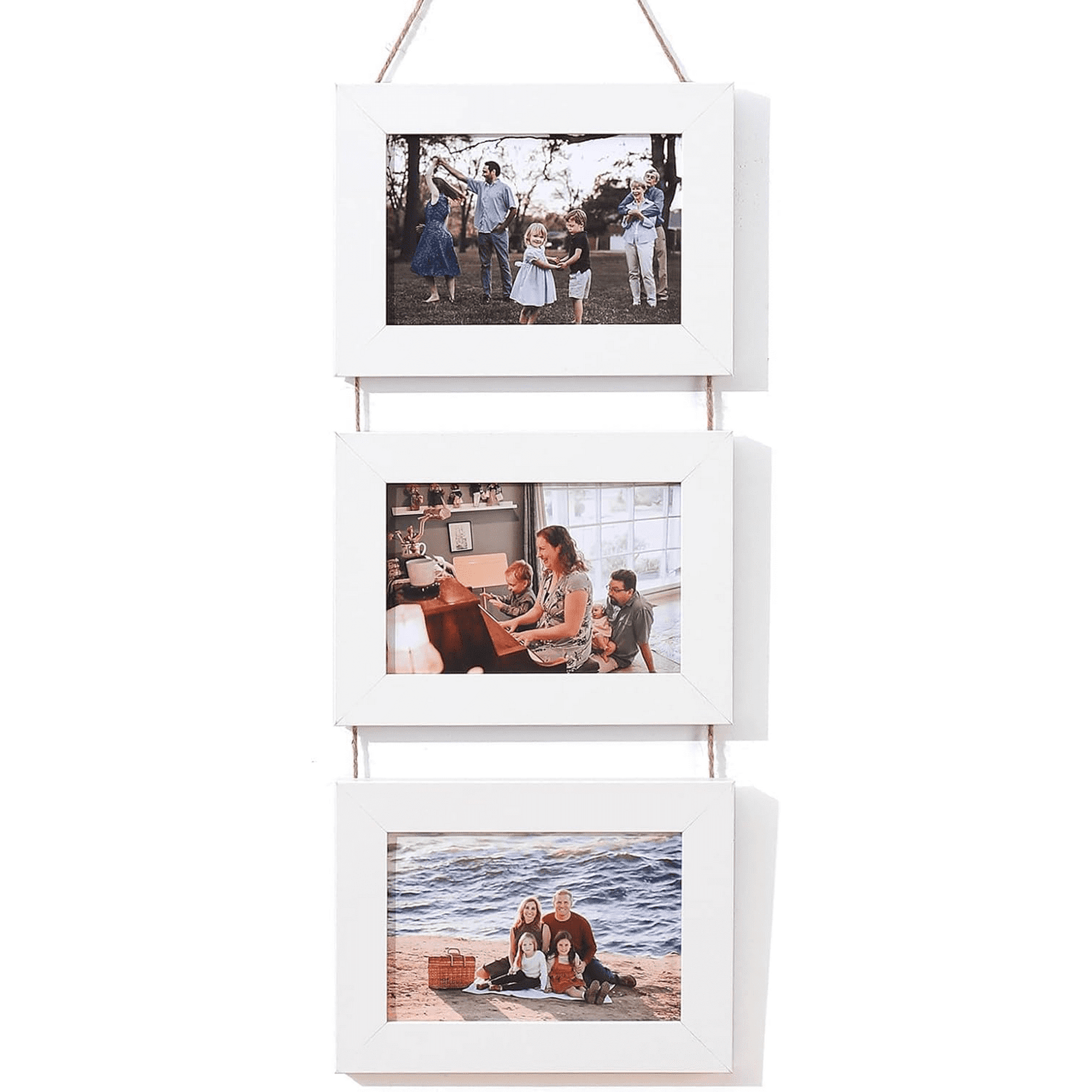 Meilimei 4x6 Wall Hanging Picture Frames Collage with 3 Opening White Frames