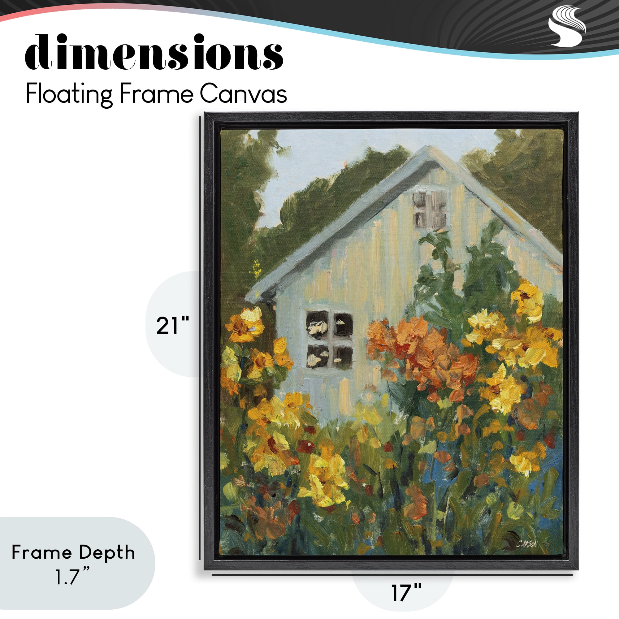 Stupell Industries Sunlit Cottage Garden View Black Framed Floater Canvas Wall Art, design by Carson Overstreet