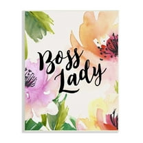 Stupell Industries Boss Lady Girl Power Calligraphy Flower Blossom Border Wood Wall Art, 10 x 15, Design by Amy Brinkman