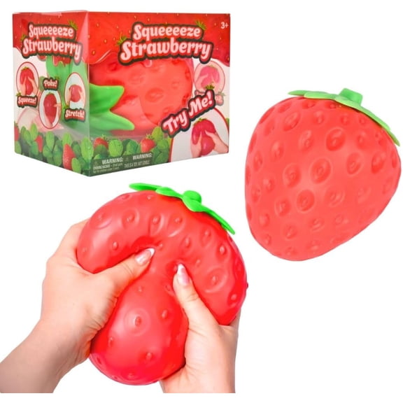 Squishy Squeeze Strawberry Giant Jumbo Big 5 Inch Slow Rising Stress Ball, Realistic Fruit Squeeze Toy for Relief, Adults Kids Sensory Fidget Strawberry Squishy Gifts Party Favor
