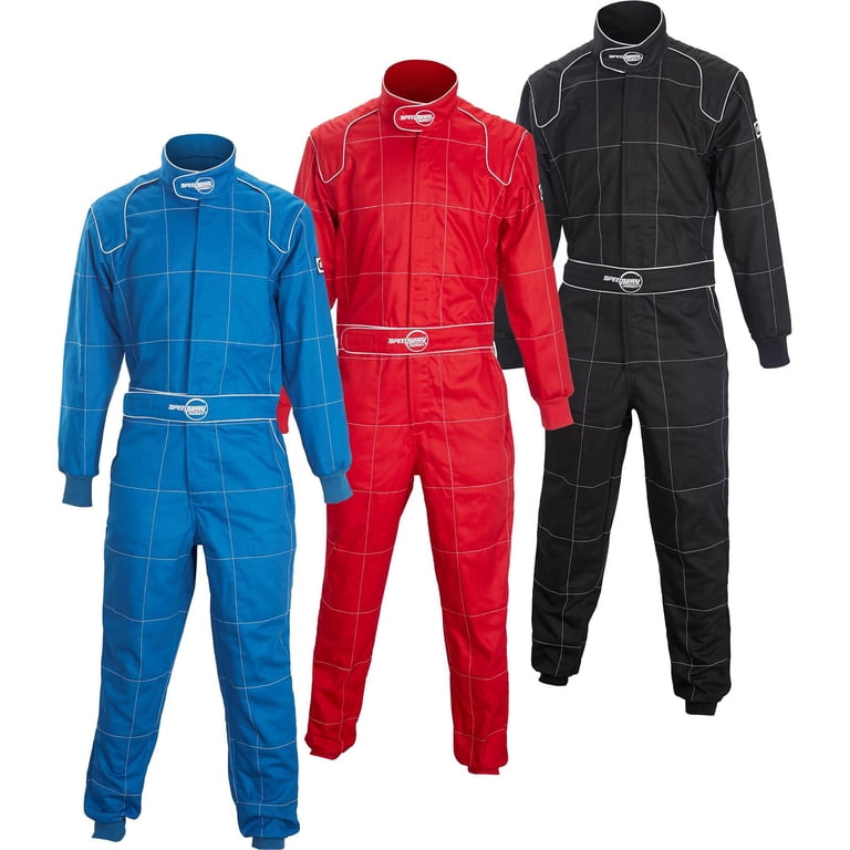 RaceQuip Chevron-1 Driving Suit - SFI 3.2A/1 Certified, Single-Layer Pyrovatex FRC, Blue, Size 3XL