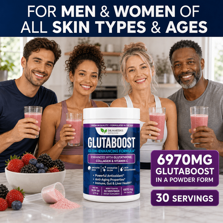 6970mg Glutathione Powder Enhanced with Collagen & Vitamin C | Supports Overall Wellness | Berry Flavor