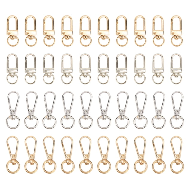 40Pcs Lobster Claw Clasps Zinc Alloy Gold Silver Color Glossy Multifunction Trigger Clips for Lanyard Keychain Pendant
