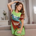 thumbnail image 3 of Disketp Flying Frog On Branch para Camisón Corto de Manga Corta para Mujeres, Camisón Cómodo con Escote Redondo, Bonito y Confortable, 3 of 6