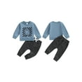 thumbnail image 3 of Elippeo Toddler Boys Fall Outfits 6 12 18 24 Months 3 Years Checkerboard Ghost Print Crew Neck Long Sleeve Sweatshirts and Long Pants 2Pcs Halloween Clothes Set, 3 of 10