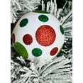 thumbnail image 3 of 6pc Glitter Polka Dot Ball Christmas Tree or Home Decor Ornaments Green White and Red, 3 of 4