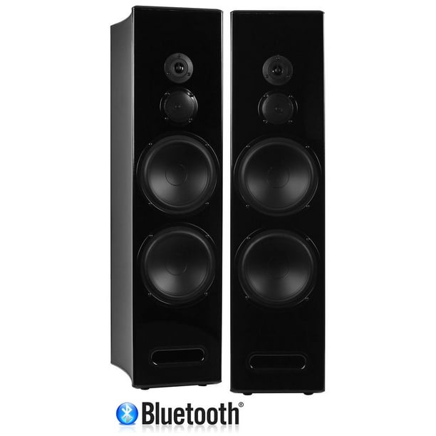 Limitless Creations Radiant4b Black Dual 8 3 Way Bluetooth Floor Standing Speakers W Line In Mic Inputs 3 5mm Aux In Walmart Com Walmart Com