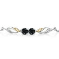 thumbnail image 2 of Gem Stone King 1.40 Ct Round Black Sapphire 925 Silver and 10K Yellow Gold Lab Grown Diamond Bracelet for Women, 2 of 3