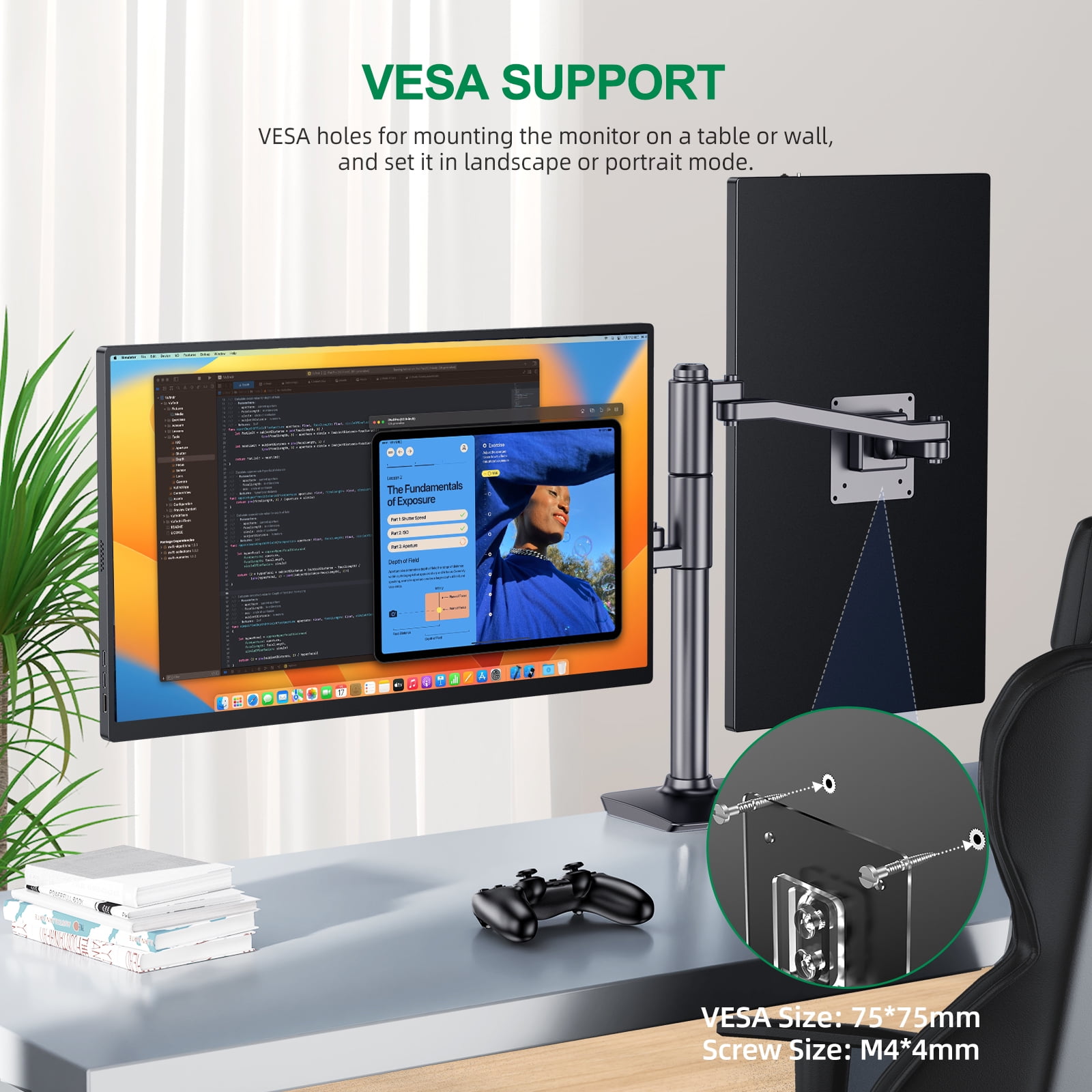 UPERFECT 18.5" Portable Gaming Monitor 120HZ, 1080P IPS HDR Eye Care Computer Display, External Second Screen for Laptop, Xbox, PS5 Nintendo