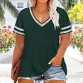 thumbnail image 4 of BUIGTTKLOP Oversized T-Shirt for Women V Neck Short Sleeve Shirts Solid Color Summer Basic Tees Loose Tunic Tops, 4 of 8