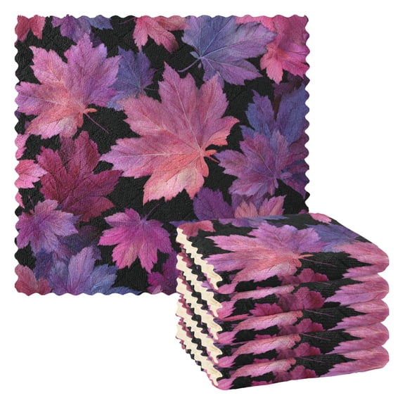6 Pieces of Kitchen Towels 11x11Inch Kitchen Dish Cloths Kitchen Dish Towels Reuseable Cleaning Cloths Watercolor Maple Leaf