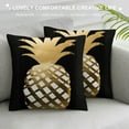 thumbnail image 3 of HENGT  Pineapple Pillow Covers Summer Beach Decorative Throw Pillow Case Gold Pineapple in Black White Stripes Pillow Case Square Cushion Cover for Sofa Bedroom, 3 of 5