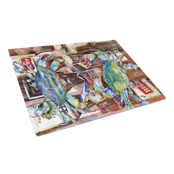 Carolines Treasures 8918LCB Blue Crabby Orleans Beer Bottles Glass Cutting Board Large 12H x 16W multicolor