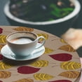thumbnail image 3 of Ambesonne Leaf Print Fitted Round Tablecloth, Autumn Bohemian Ethnic, 56"- 60" Diameter, Cocoa Mustard Ruby, 3 of 5