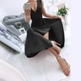 thumbnail image 4 of ZHOGXU Women's Dress Sleeveless V Neck Solid Color Side Split A Line Fashion Comfortable Formal Dresses For Evening Party,Black,L, 4 of 7