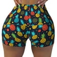 thumbnail image 2 of Lsque Colorful Pineapple Pattern High Waisted Biker Shorts for Women-Tummy Control Fitness Athletic Workout Running Yoga Gym Shorts,Moisture-Wicking-Small, 2 of 9