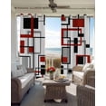 thumbnail image 4 of Blackout Curtains for Bedroom, Red Black Grey Geometric Room Darkening Window Drapes for Living Room, Middle Century Modern Abstract Art Thermal Insulated Grommet Curtains, 42x63 inch, 2 Panels, 4 of 9