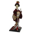 thumbnail image 2 of Japonés Kimono Geisha Muñeca Kokeshi Artesanía Decoración para hogar Rojo Vino, 2 of 6
