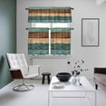 thumbnail image 5 of Green Brown Wood Grain Kitchen Curtains Valances and Tiers Set of 3 Vintage Green Brown Khaki Teal Wood Stripes Tier Curtains and Valance with Rod Pocket for Small Windows, 27.5"x36", 5 of 9