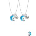 thumbnail image 2 of Delight Jewelry Silvertone Large Clear Crystal Owl on Hot Blue Moon Mother & Daughter Heart Necklaces (Set of 2), 19"+2", 2 of 4