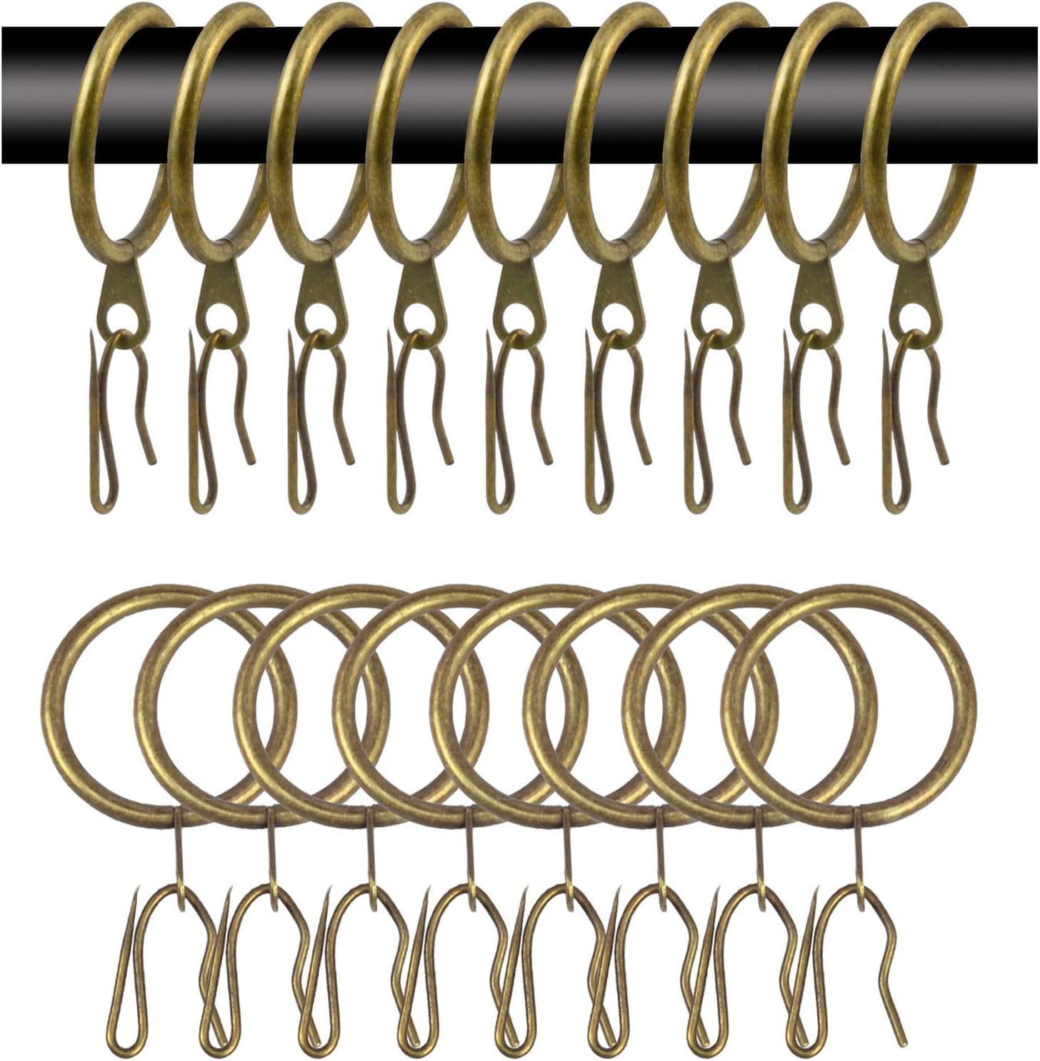 Set Of 30 Bronze Curtain Rings With Clips/heavy-duty Decorative