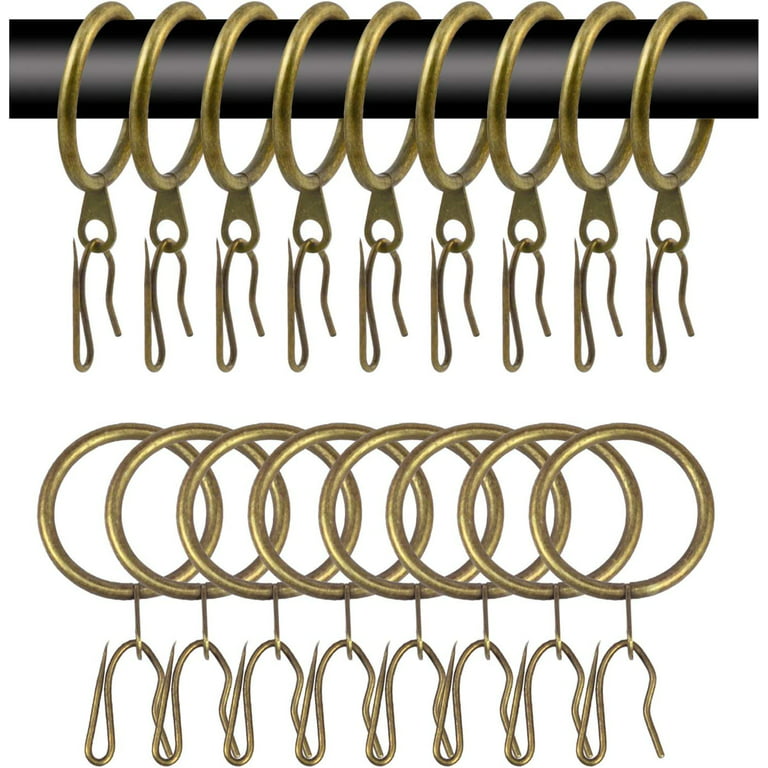 Set Of 30 Bronze Curtain Rings With Clips/heavy-duty Decorative Metal Drape  Clip Hooks Set With Grommets For Curtains, Bathroom, Fit 1 1/4 Inch Rod
