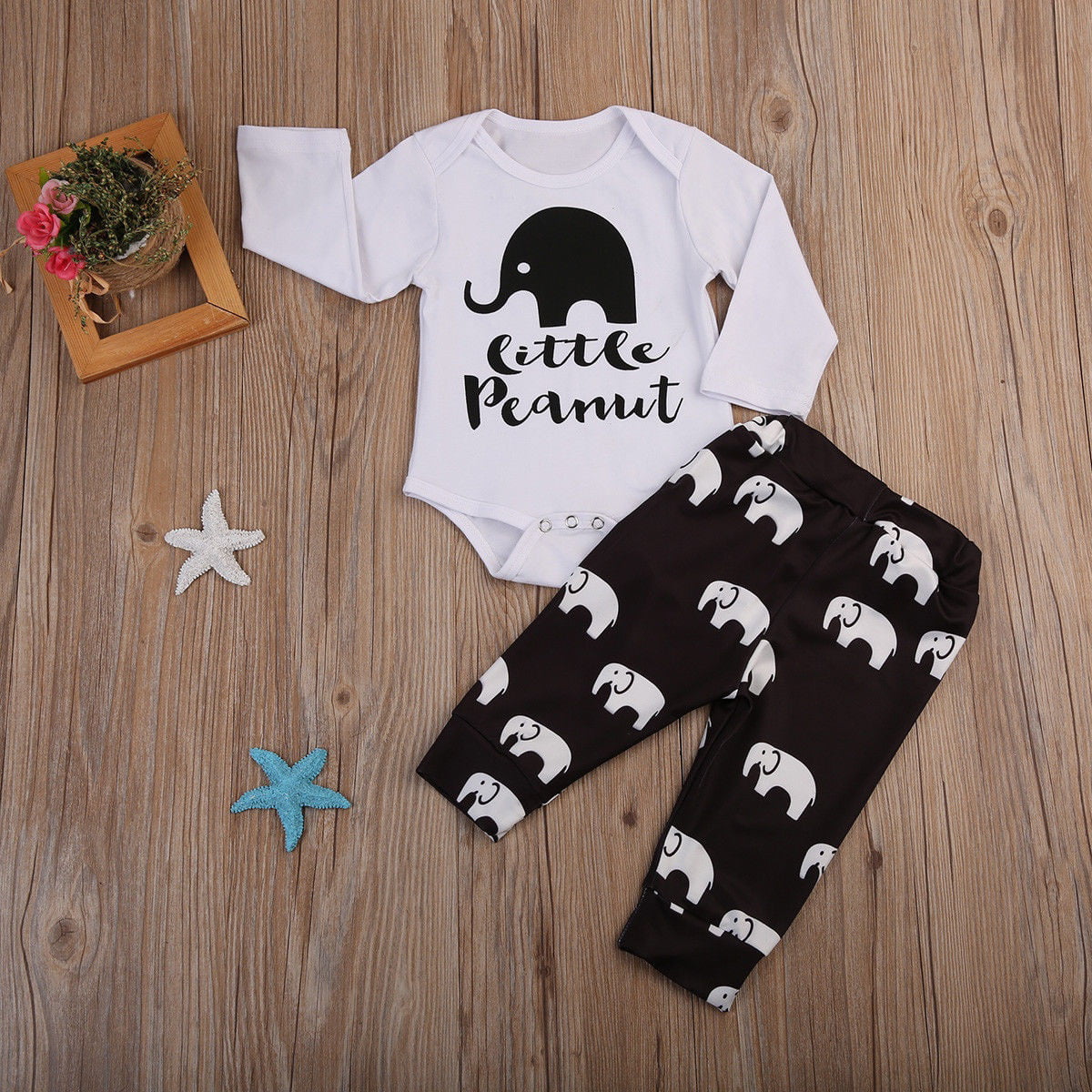 Newborn Baby Boy Skull Outfits Clothes Tops Romper+Long Pants Hat 4PCS Set 