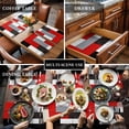 thumbnail image 3 of Red Black Grey Placemats for Dinning Table Set of 6, Modern Irregular Geometric Abstract Burlap Kitchen Place Mats Waterproof Cloth Table Mats, Indoor Outdoor Placemats Easy Clean Dinner Decor, 3 of 8