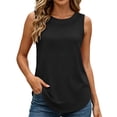 thumbnail image 5 of Omexry Womens Workout Tops Women's Crew Neck Sleeveless Tank Tops Casual Loose Curved Hem Basic Shirts Summer Solid Color Blouses, 5 of 7