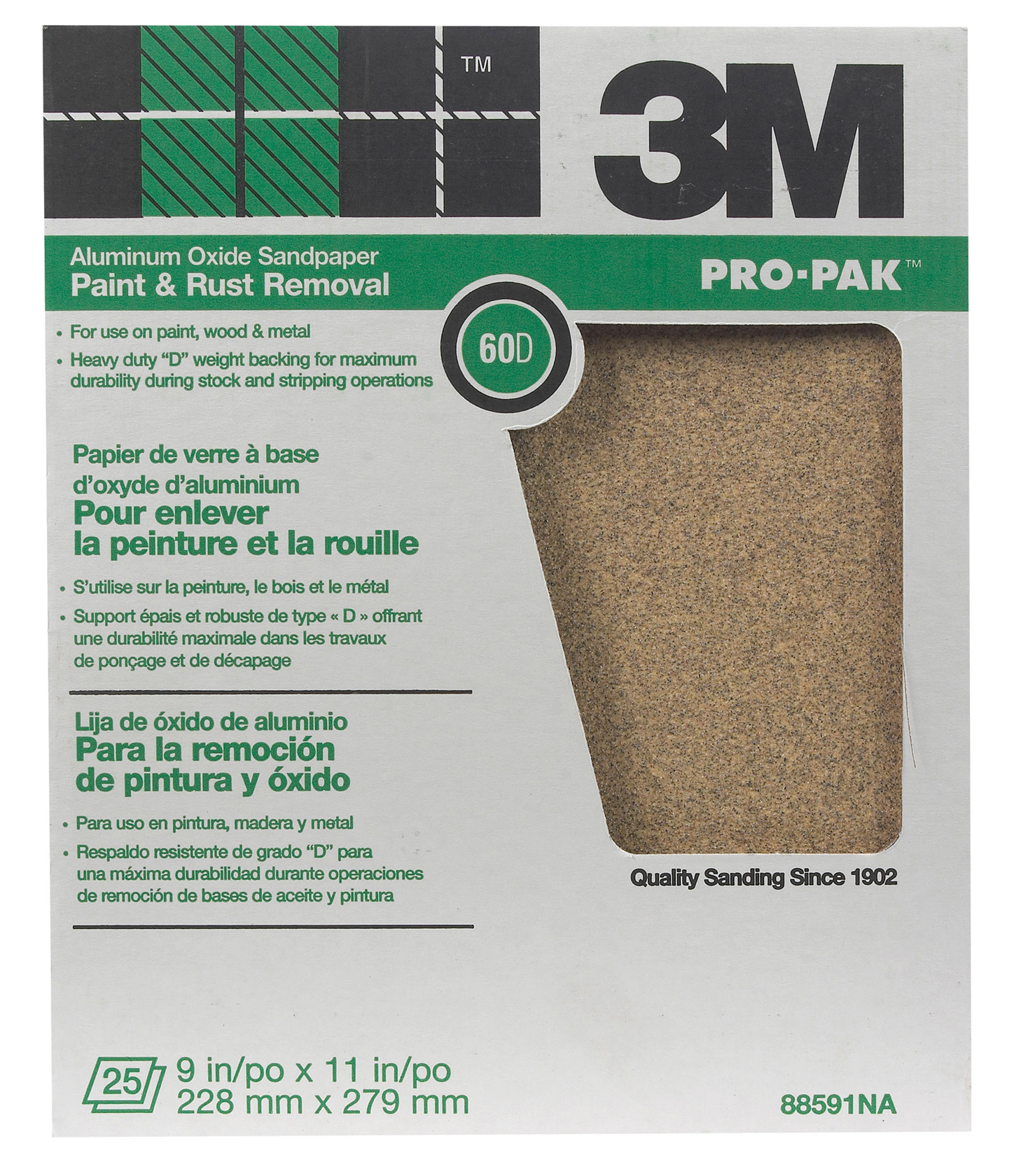 3M 88591NA 60D Grit Pro-Pak™ Paint & Rust Removal Sandpaper Sheets