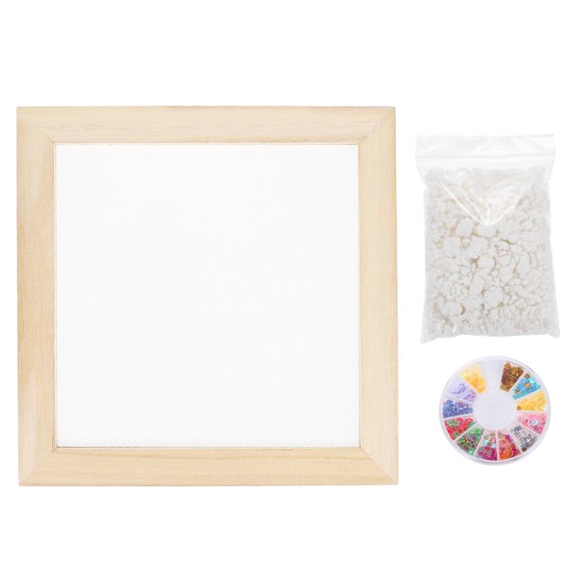 Uxcell Paper Making Screen with Decorate Sequins Wooden Paper Making 7.9" x 20" Papermaking Frame Kit for DIY Paper Craft Making Cards, Bookmarks