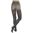 thumbnail image 2 of ToBeInStyle Women's Nylon Horizontal Striped Opaque Tights - Black/Grey - One Size, 2 of 5