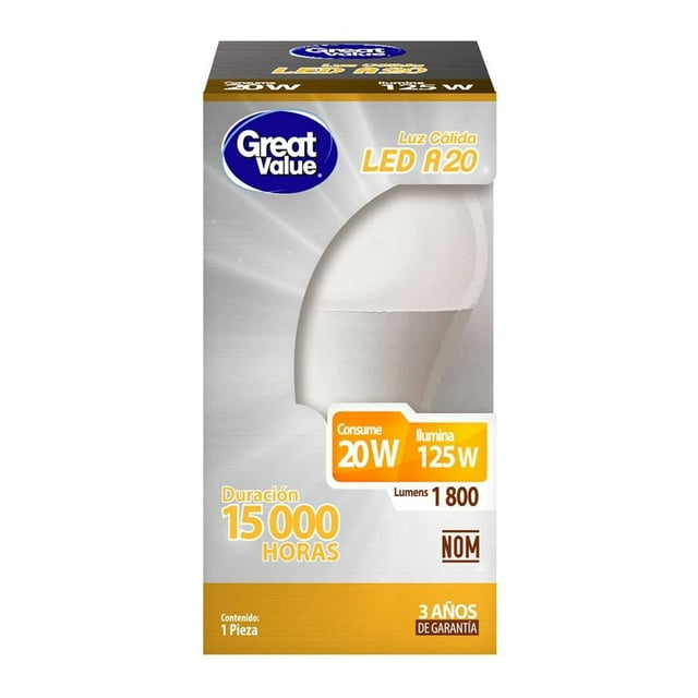 Foco LED Great Value Luz Cálida 20 W