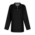 thumbnail image 5 of Pxiakgy Women's Polo Shirts Cotton 3-Button Long Sleeve Collared Tops Summer Cool Shirt Uniform Casual Shirts Women's Short Sleeved Slim Fit Casual Fashion Top Black M, 5 of 5