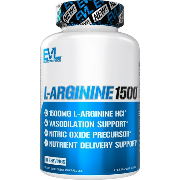 L-Arginine Nitric Oxide Pre Workout - EVLution Nutrition L-Arginine Nitric Oxide Booster Supplement for Muscle Growth & Vascularity - Powerful NO Booster with Essential Amino Acids 50 Servings