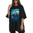 thumbnail image 4 of Plus Size Shirt for Women Black Tops for Women Oversized Short Sleeves Shirt for Women T Shirt Crewneck Shirt for Women L, 4 of 5