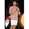thumbnail image 2 of LA LEELA Men's Hawaiian Shirts Short Sleeve Button Down Shirt Mens Christmas Tree Hawaii Shirts Beach Shirts for Men Funny L Allover Santa Face, Red, 2 of 5