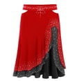 thumbnail image 3 of Zaldita Aislor Womens Latin Salsa Tango Dance Skirt Shinny Rhinestones Ruffled Skirt Red XL, 3 of 5