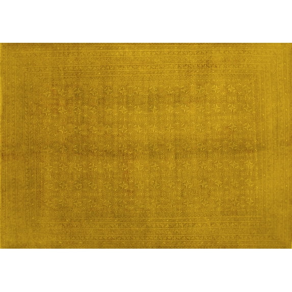 Ahgly Company Indoor Rectangle Abstract Yellow Contemporary Area Rugs, 2' x 3'