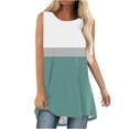 thumbnail image 1 of Dealovy Débardeurs pour Femmes Sans Manches à Col Ras du Cou à Blocs de Couleur Coupe Ample Décontractés d'Été T-Shirts Unis, 1 of 5