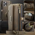 thumbnail image 5 of For iPhone 14 Pro Case CASEME C39 RFID Blocking Zipper Wallet Stand Leather Cover with Strap - Black, 5 of 5