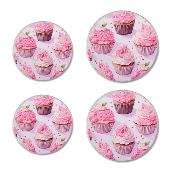 Stove Burner Covers 4 Pcs for Decorative Gas Stove Burner Cover 8Inch And 10Inch ,Watercolor Cupcake Pink Cherry Strawberry multicolor