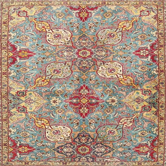 Ahgly Company Machine Washable Indoor Square Traditional Sienna Brown Area Rugs, 8' Square