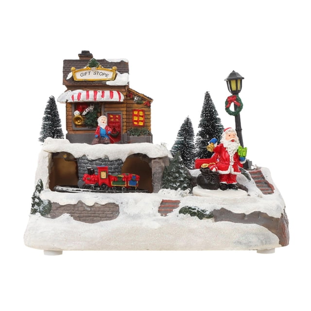 Navidad nieve ciudad hadas jardín muñeco casa cotter figurine luminoso casa ornamentos led decoración villa para el dormitorio casero vacaciones patio Papá Noel DYNWAVEMX Escultura de la ciudad de la nieve
