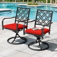 thumbnail image 3 of Nuu Garden Iron Swivel Dining Chairs Set of 2, 360-Degree Rotating Patio Chairs with Red Cushions, Heavy-Duty Metal Frame for Garden Porch Backyard Lawn, Black, 3 of 10